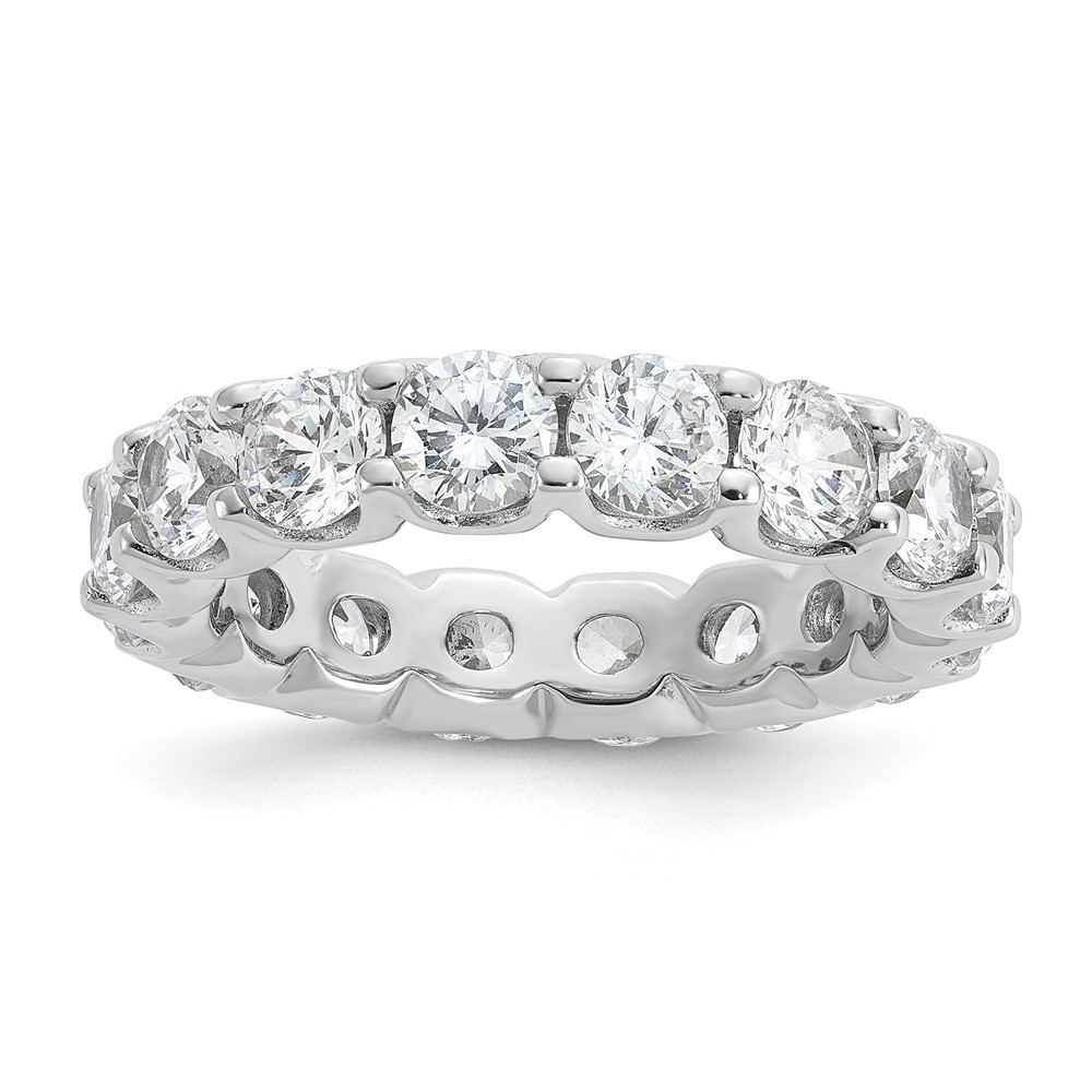 925 Sterling Silver Rhodium-plated 4.25mm CZ 15 Stone Eternity Band